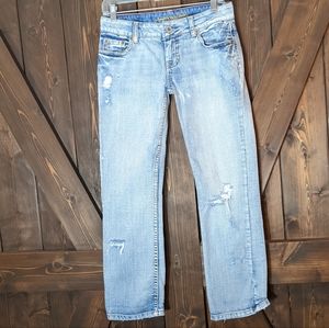 American Eagle Light Wash Distressed Straight Leg Jeans SIze 4